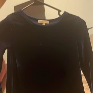 Copper key navy velvet blouse